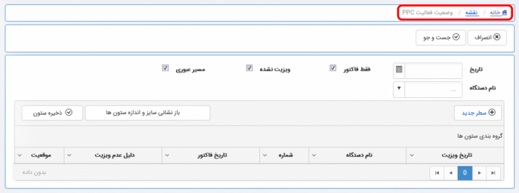 مشاهده وضعیت فعالیت ppc
